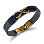 Black leather Infinity wrist bracelet nz