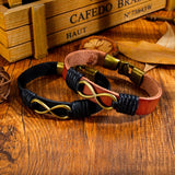 Black leather Infinity wrist bracelet nz