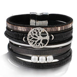Black leather tree of life bracelet nz