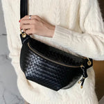 Black leather waist bag for women nz