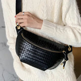 Black leather waist bag for women nz