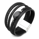 Black pearl leather bracelet One size fits all nz