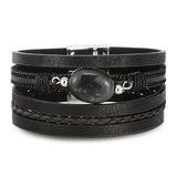 Black pearl leather bracelet One size fits all nz