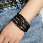 Black pearl leather bracelet One size fits all nz