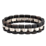 Black wooden and silver bracelet nz