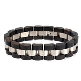 Black wooden and silver bracelet nz