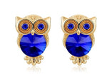 Blue and Gold Owl Earrings nz