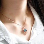 Blue crystal fox necklace nz