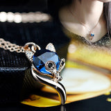 Blue crystal fox necklace nz