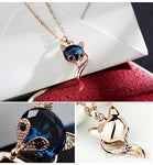 Blue crystal fox necklace nz