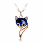 Blue crystal fox necklace Rose gold nz