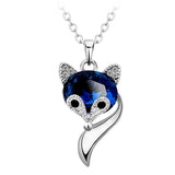 Blue crystal fox necklace White gold nz