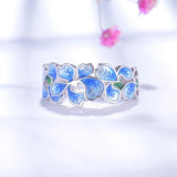 Blue flower silver ring nz