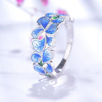 Blue flower silver ring nz