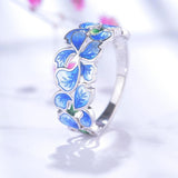 Blue flower silver ring nz
