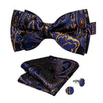 Blue gold bow tie Royal blue and paisley nz