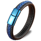 Blue leather and steel bracelet nz