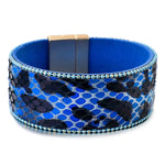 Blue leopard leather bracelet One size fits all nz