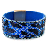 Blue leopard leather bracelet One size fits all nz