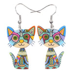 Blue mosaic cat earrings nz