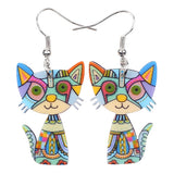 Blue mosaic cat earrings nz
