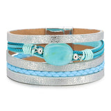 Blue pearl leather bracelet One size fits all nz