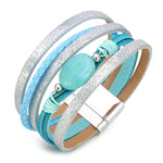 Blue pearl leather bracelet One size fits all nz