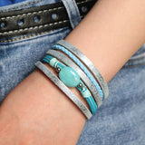 Blue pearl leather bracelet One size fits all nz