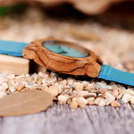 Blue wooden watch nz