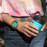 Blue wooden watch nz