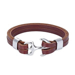 Brown cord anchor bracelet Silver nz