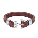 Brown cord anchor bracelet Silver nz