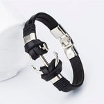 Brown leather anchor bracelet Black nz