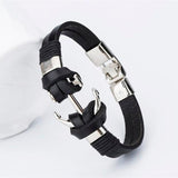 Brown leather anchor bracelet Black nz