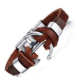Brown leather anchor bracelet nz