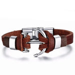 Brown leather anchor bracelet nz