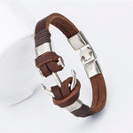 Brown leather anchor bracelet nz