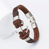 Brown leather anchor bracelet nz