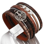 Brown leather tree of life bracelet nz