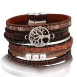 Brown leather tree of life bracelet nz