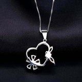 Butterfly and flower garnet necklace nz