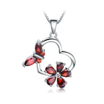 Butterfly and flower garnet necklace nz