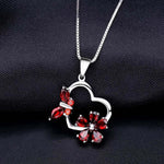 Butterfly and flower garnet necklace nz