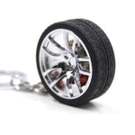 Car wheel keyring Silver nz