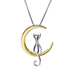 Cat crescent moon necklace Gold/Silver nz