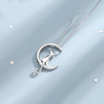 Cat crescent moon necklace nz