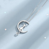 Cat crescent moon necklace nz