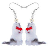Cat earrings red heart nz
