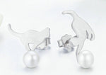 Cat earrings with a delicate pearl nz