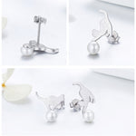 Cat earrings with a delicate pearl nz